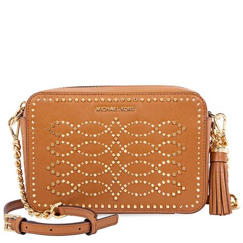 Michael Kors Ginny Medium Studded Leather Crossbody